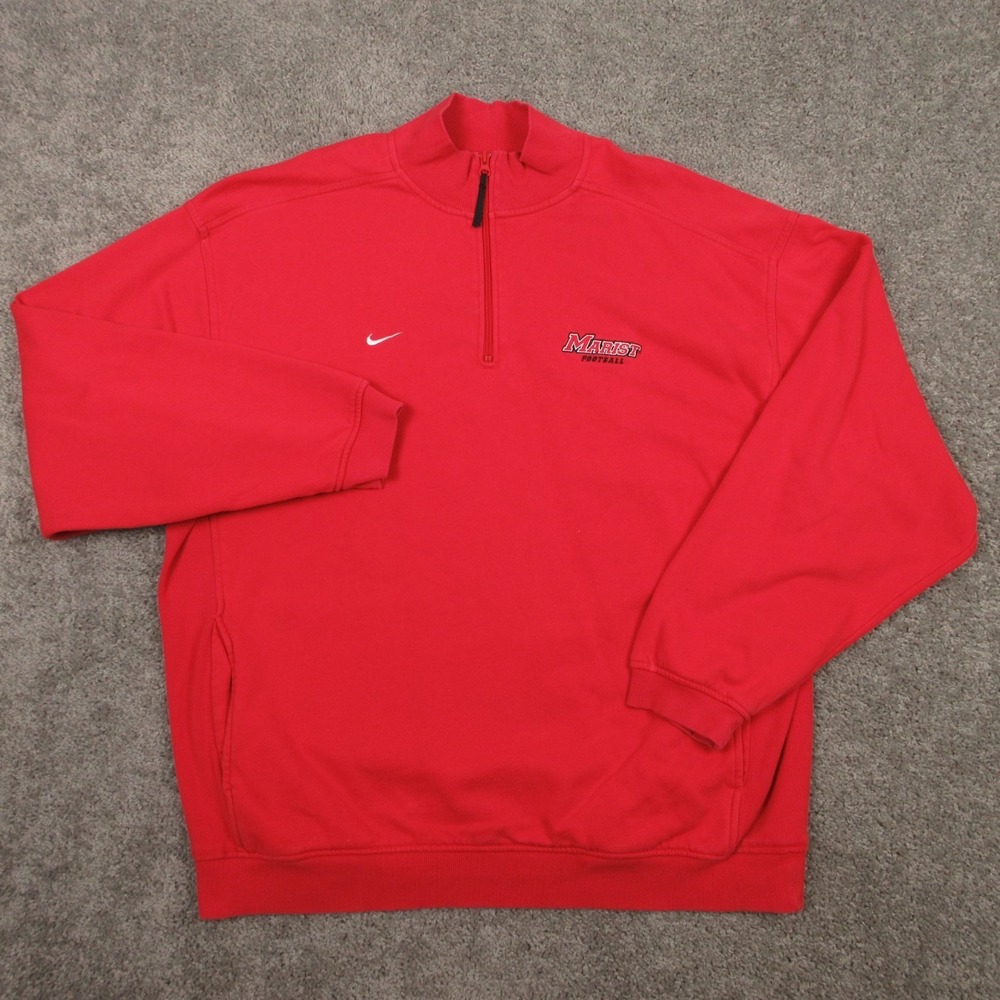 Marist Red Foxes Sweater Mens 2XL Red Nike 1/4 Zip Fleece Sweatshirt Football